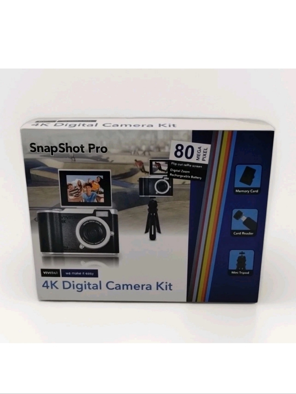 Vivitar SnapShot Pro 4K Digital Camera Kit Selfie Screen 80 Megapixels W/ Case